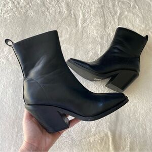 90’s Style Black Square Toe Block Heel Booties Size 6.5 New W/O Box